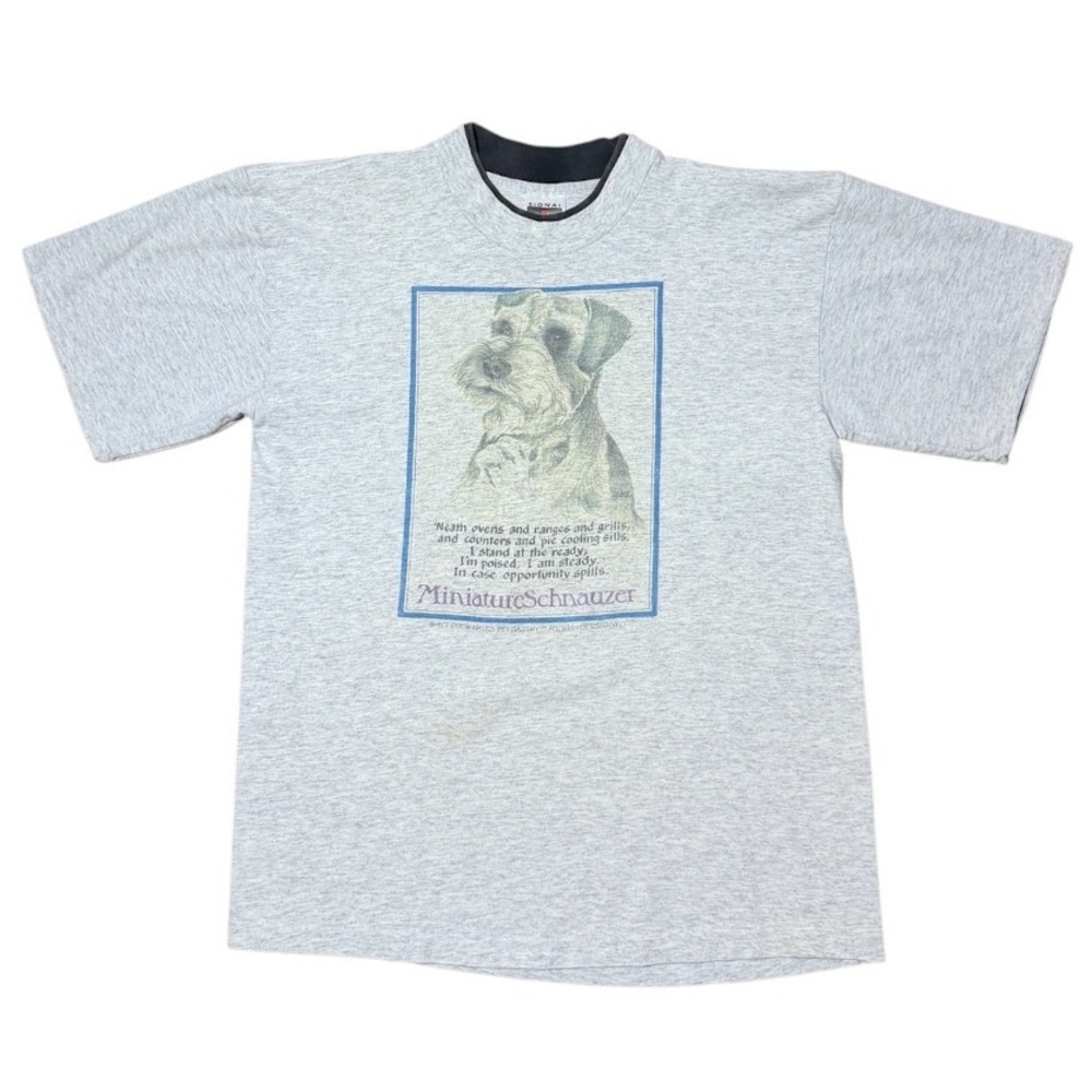 Vintage 90s Miniature Schnauzer Puppy Dog Animal Pet Art Cute Graphic T-shirt